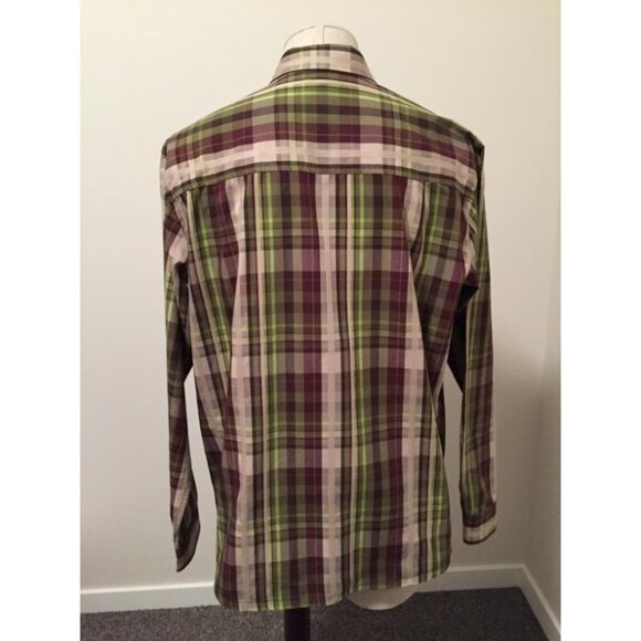 PRANA Long Sleeve Organic Cotton Shirt Mens Size XL Green Brown Plaid - Picture 4 of 5
